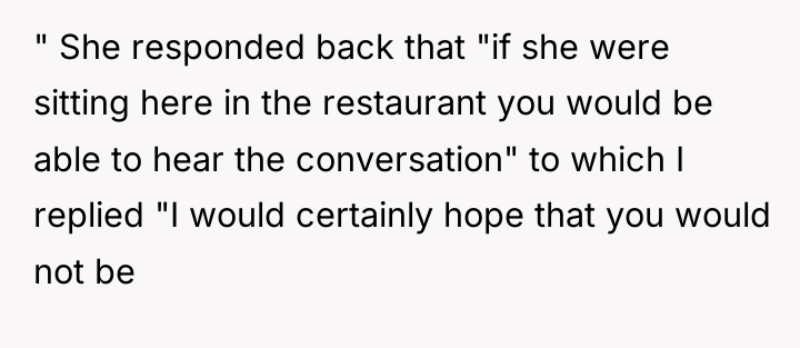 " She responded back that "if she were sitting here...