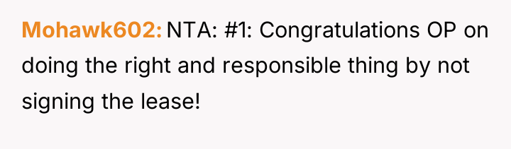 Mohawk602 NTA: #1: Congratulations OP on doing the right and...