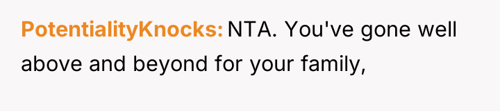 PotentialityKnocks NTA. You've gone well above and beyond for your...