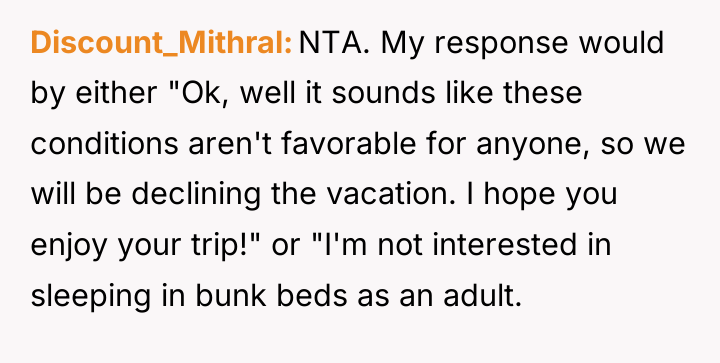 Discount_Mithral NTA. My response would by either "Ok, well it...