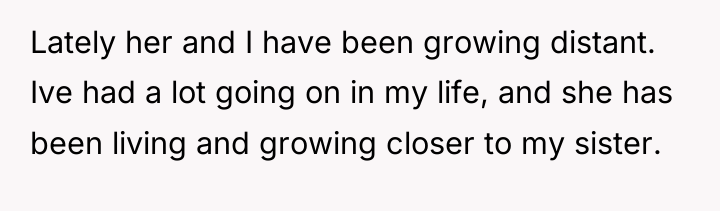 Lately her and I have been growing distant. Ive had...