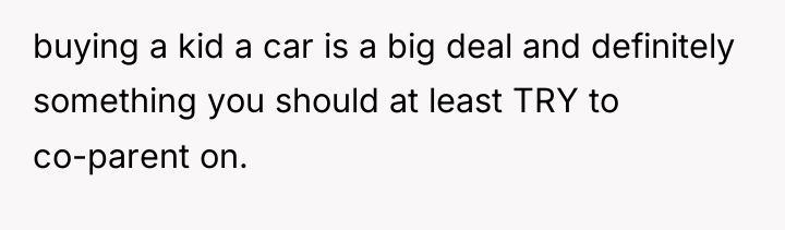 buying a kid a car is a big deal and...