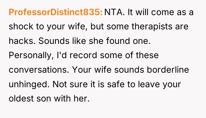 ProfessorDistinct835 NTA. It will come as a shock to your...
