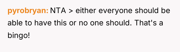 pyrobryan NTA > either everyone should be able to have...