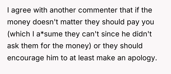 I agree with another commenter that if the money doesn't...