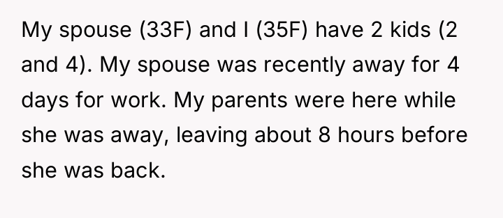 My spouse (33F) and I (35F) have 2 kids (2...