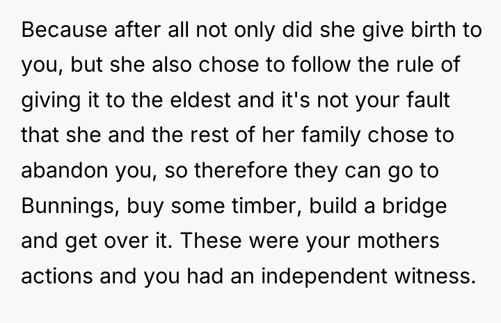 Because after all not only did she give birth to...