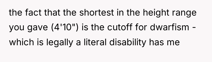 the fact that the shortest in the height range you...