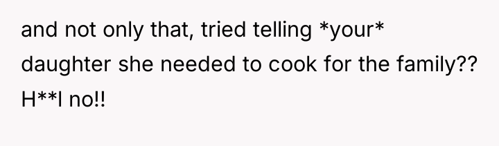 and not only that, tried telling *your* daughter she needed...
