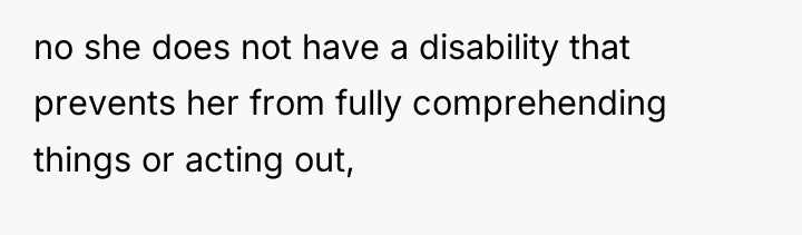 no she does not have a disability that prevents her...