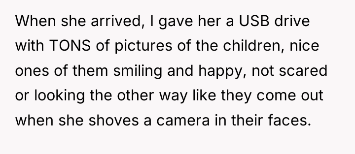 When she arrived, I gave her a USB drive with...