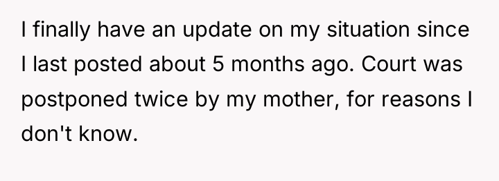 I finally have an update on my situation since I...