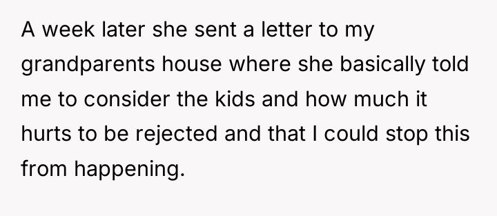 A week later she sent a letter to my grandparents...