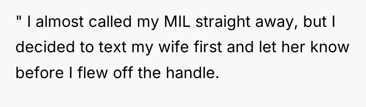 " I almost called my MIL straight away, but I...