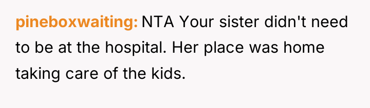pineboxwaiting NTA Your sister didn't need to be at the...