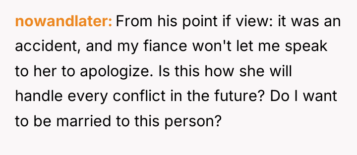 nowandlater From his point if view: it was an accident,...
