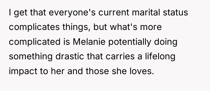 I get that everyone's current marital status complicates things, but...