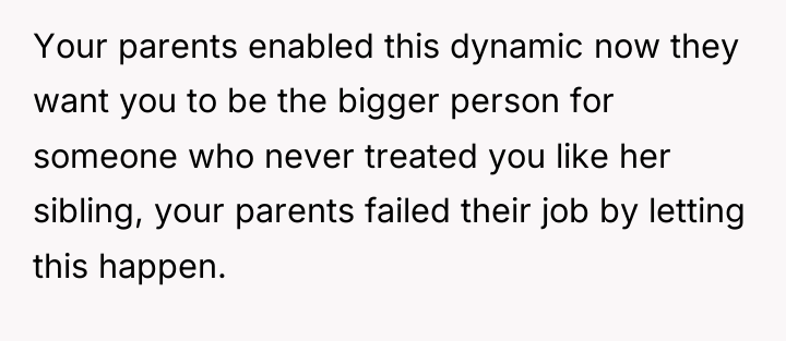 Your parents enabled this dynamic now they want you to...