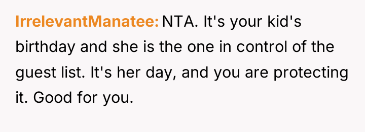 IrrelevantManatee NTA. It's your kid's birthday and she is the...