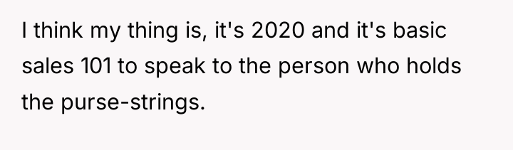 I think my thing is, it's 2020 and it's basic...