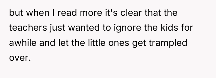 but when I read more it's clear that the teachers...