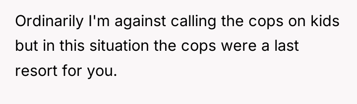 Ordinarily I'm against calling the cops on kids but in...