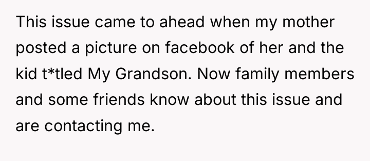 This issue came to ahead when my mother posted a...