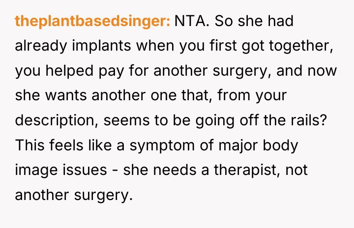 theplantbasedsinger NTA. So she had already implants when you first...