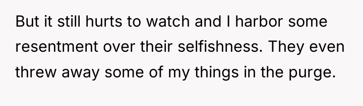 But it still hurts to watch and I harbor some...