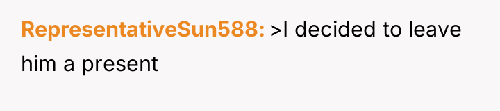 RepresentativeSun588 >I decided to leave him a present