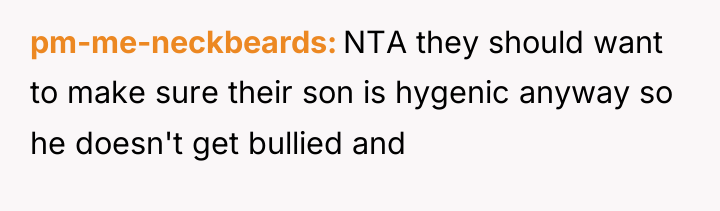 pm-me-neckbeards NTA they should want to make sure their son...