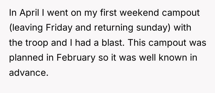 In April I went on my first weekend campout (leaving...