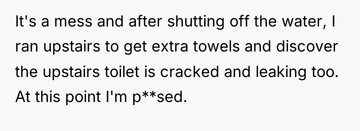 It's a mess and after shutting off the water, I...