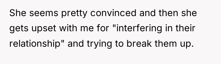 She seems pretty convinced and then she gets upset with...