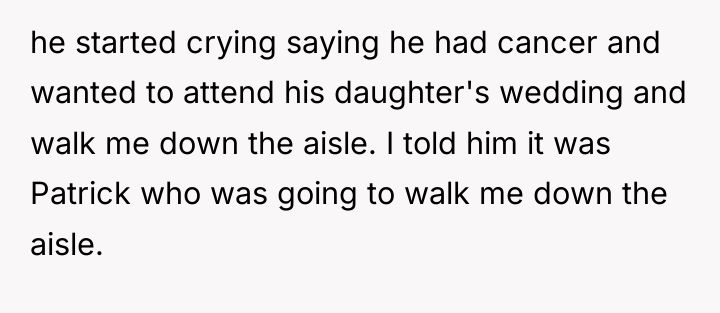 he started crying saying he had cancer and wanted to...