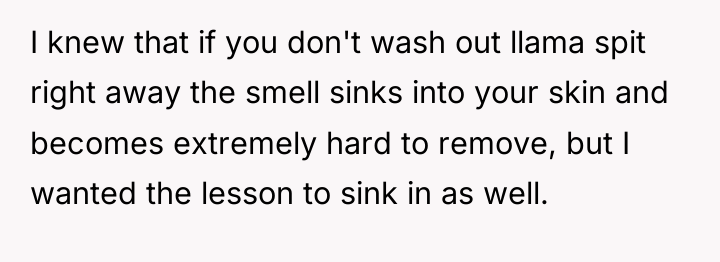 I knew that if you don't wash out llama spit...