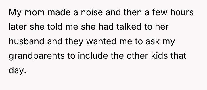 My mom made a noise and then a few hours...