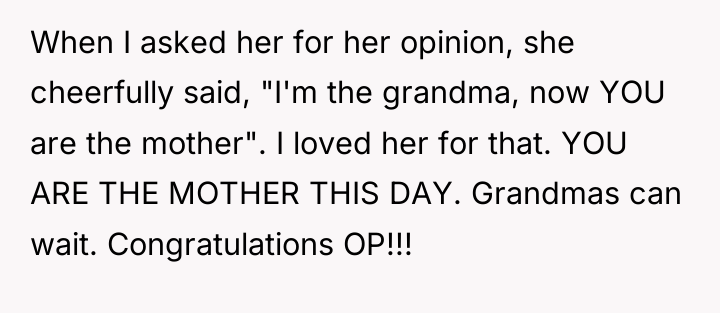When I asked her for her opinion, she cheerfully said,...