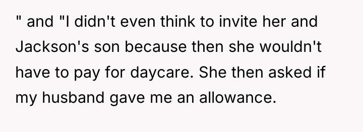 " and "I didn't even think to invite her and...