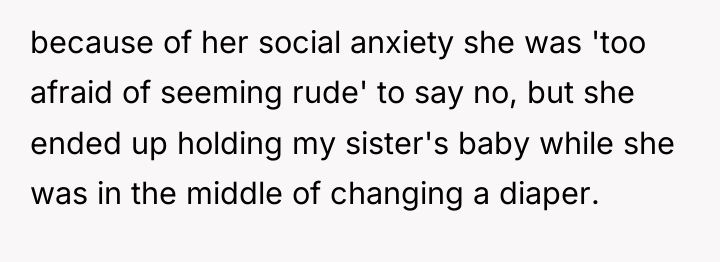 because of her social anxiety she was 'too afraid of...
