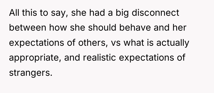 All this to say, she had a big disconnect between...