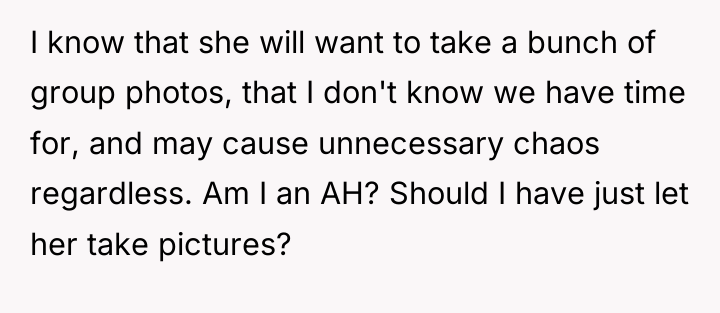 I know that she will want to take a bunch...