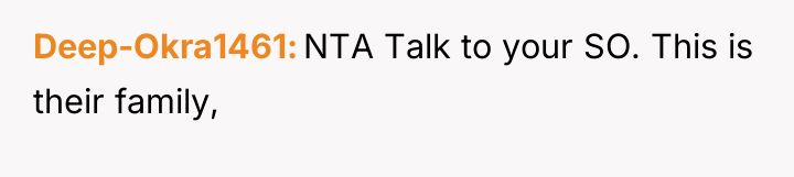 Deep-Okra1461 NTA Talk to your SO. This is their family,