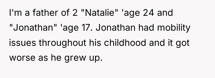 I'm a father of 2 "Natalie" 'age 24 and "Jonathan"...