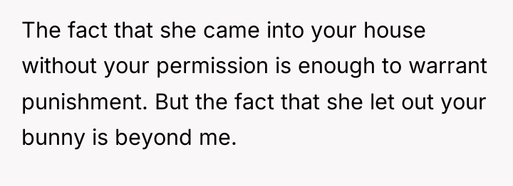 The fact that she came into your house without your...