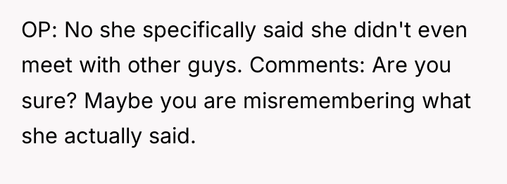 OP: No she specifically said she didn't even meet with...