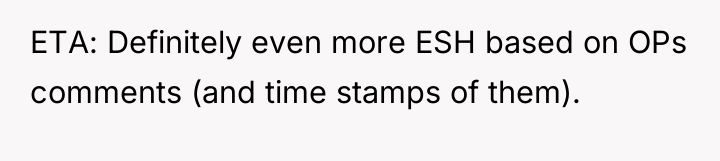 ETA: Definitely even more ESH based on OPs comments (and...