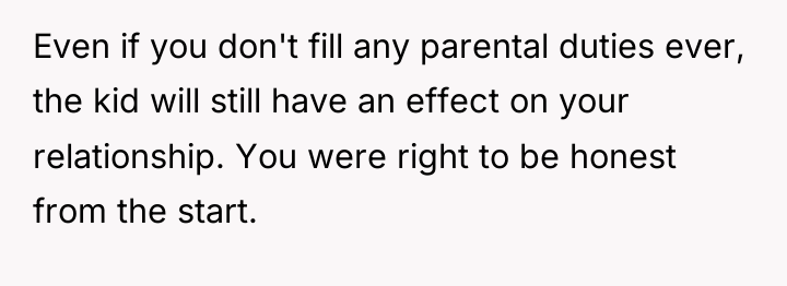 Even if you don't fill any parental duties ever, the...