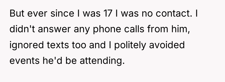 But ever since I was 17 I was no contact....