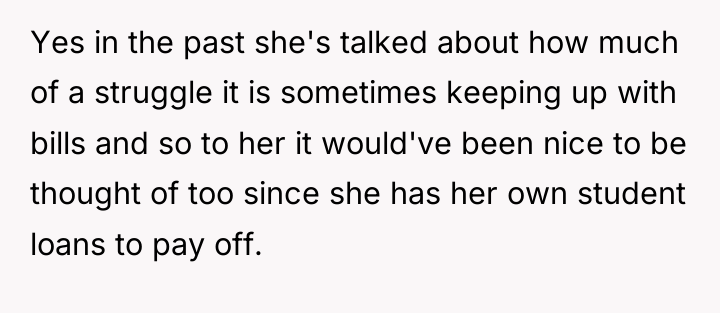 Yes in the past she's talked about how much of...